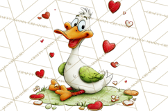 Valentine Goose Clipart PNG, Cute Watercolor Goose World Png Product Image 2