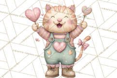 Valentine Cat Clipart PNG, Cute Valentine Cats, Kids Product Image 3