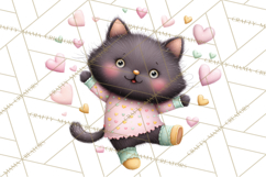 Valentine Cat Clipart PNG, Cute Valentine Cats, Kids Product Image 4