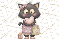 Valentine Cat Clipart PNG, Cute Valentine Cats, Kids Product Image 2