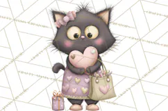 Valentine Cat Clipart PNG, Cute Valentine Cats, Kids Product Image 2