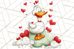 Valentine Goose Clipart PNG, Cute Watercolor Goose World Png Product Image 2