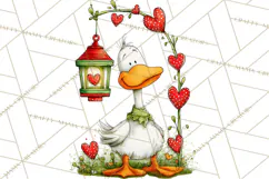 Valentine Goose Clipart PNG, Cute Watercolor Goose World Png Product Image 3