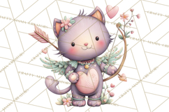 Valentine Cat Clipart PNG, Cute Valentine Cats, Kids Product Image 3