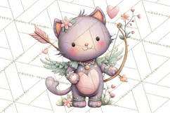 Valentine Cat Clipart PNG, Cute Valentine Cats, Kids Product Image 3