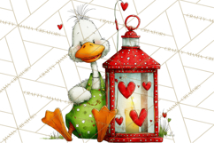 Valentine Goose Clipart PNG, Cute Watercolor Goose World Png Product Image 4