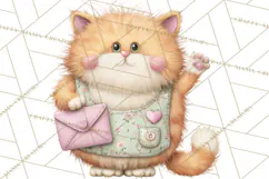 Valentine Cat Clipart PNG, Cute Valentine Cats, Kids Product Image 4