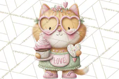 Valentine Cat Clipart PNG, Cute Valentine Cats, Kids Product Image 5