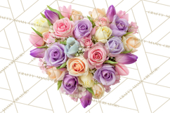 Soft Pastel Spring Floral Clipart, Pink Roses Tulips Png Product Image 5