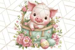 Easter Baby Animals in Baskets Clipart, Cute Lambs Png Product Image 2