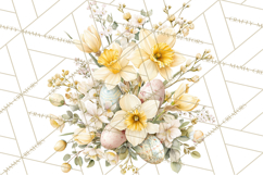 Easter Floral Clipart, Watercolor Spring Flowers Png Product Image 2