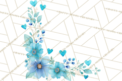 Watercolor Corner &amp; Border Clipart, Floral Frames, Heart Png Product Image 2