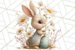 Easter Bunny Clipart PNG, Baby Bunnies in Pastel Garden Product Image 2