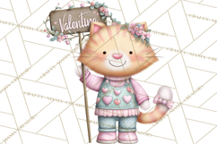 Valentine Cat Clipart PNG, Cute Valentine Cats, Kids Product Image 3