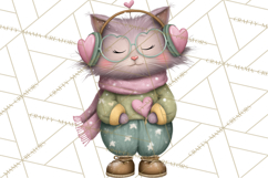 Valentine Cat Clipart PNG, Cute Valentine Cats, Kids Product Image 4