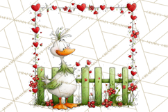 Valentine Goose Clipart PNG, Cute Watercolor Goose World Png Product Image 4