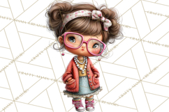 Retro Glam Kids Clipart PNG, Vintage Inspired Mini World Product Image 5