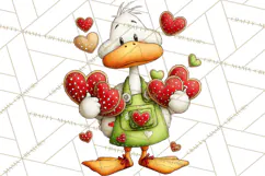 Valentine Goose Clipart PNG, Cute Watercolor Goose World Png Product Image 5