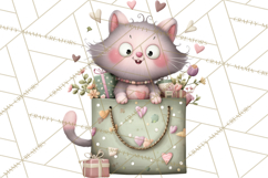 Valentine Cat Clipart PNG, Cute Valentine Cats, Kids Product Image 5