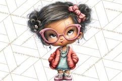Retro Glam Kids Clipart PNG, Vintage Inspired Mini World Product Image 2