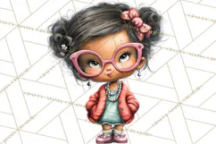 Retro Glam Kids Clipart PNG, Vintage Inspired Mini World Product Image 2
