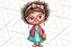 Retro Glam Kids Clipart PNG, Vintage Inspired Mini World Product Image 3