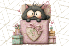 Valentine Cat Clipart PNG, Cute Valentine Cats, Kids Product Image 3