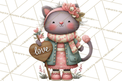 Valentine Cat Clipart PNG, Cute Valentine Cats, Kids Product Image 5