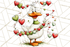 Valentine Goose Clipart PNG, Cute Watercolor Goose World Png Product Image 3