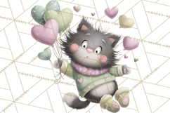 Valentine Cat Clipart PNG, Cute Valentine Cats, Kids Product Image 3