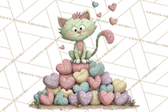 Valentine Cat Clipart PNG, Cute Valentine Cats, Kids Product Image 4