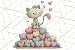 Valentine Cat Clipart PNG, Cute Valentine Cats, Kids Product Image 4