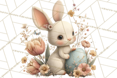 Easter Bunny Clipart PNG, Baby Bunnies in Pastel Garden Product Image 4