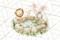 Safari Baby Animals Clipart PNG, Cute Pastel Watercolor Png Product Image 4