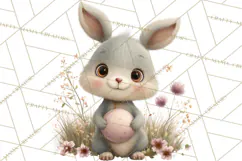 Easter Bunny Clipart PNG, Baby Bunnies in Pastel Garden Product Image 3
