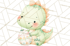 Cute Baby Dinosaurs Clipart PNG, Watercolor Dinosaur Product Image 3