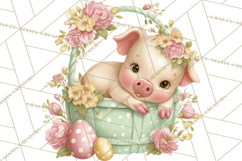 Easter Baby Animals in Baskets Clipart, Cute Lambs Png Product Image 3