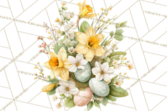 Easter Floral Clipart, Watercolor Spring Flowers Png Product Image 3