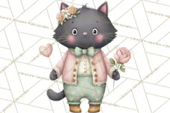 Valentine Cat Clipart PNG, Cute Valentine Cats, Kids Product Image 5