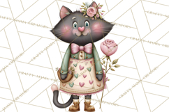 Valentine Cat Clipart PNG, Cute Valentine Cats, Kids Product Image 2