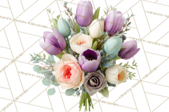 Soft Pastel Spring Floral Clipart, Pink Roses Tulips Png Product Image 3