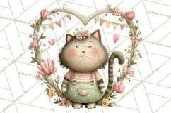 Valentine Cat Clipart PNG, Cute Valentine Cats, Kids Product Image 3