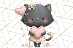 Valentine Cat Clipart PNG, Cute Valentine Cats, Kids Product Image 5
