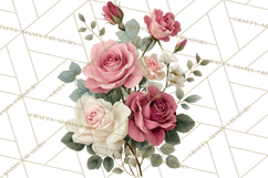Soft Pastel Spring Floral Clipart, Pink Roses Tulips Png Product Image 2