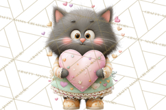 Valentine Cat Clipart PNG, Cute Valentine Cats, Kids Product Image 3