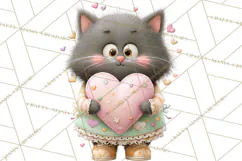 Valentine Cat Clipart PNG, Cute Valentine Cats, Kids Product Image 3