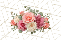 Soft Pastel Spring Floral Clipart, Pink Roses Tulips Png Product Image 3