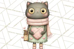 Valentine Cat Clipart PNG, Cute Valentine Cats, Kids Product Image 4