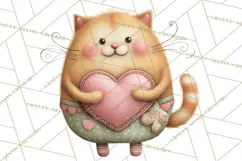 Valentine Cat Clipart PNG, Cute Valentine Cats, Kids Product Image 5