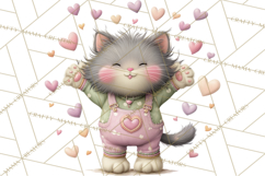 Valentine Cat Clipart PNG, Cute Valentine Cats, Kids Product Image 2